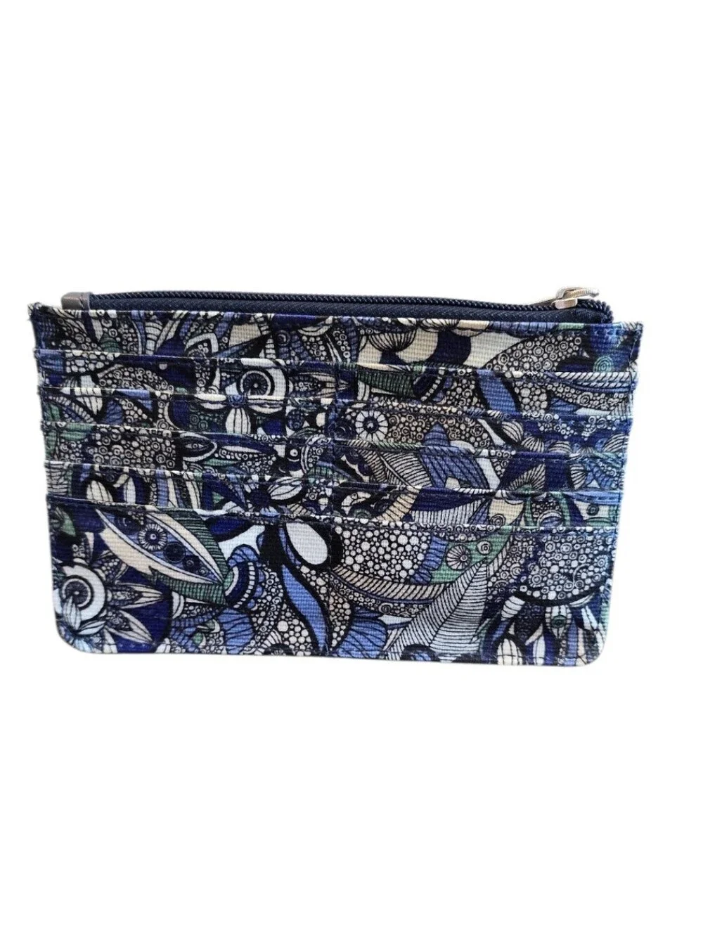 Sakroots Spirit Desert Floral Navy Blue Glitter Card Organizer Zip Pouch